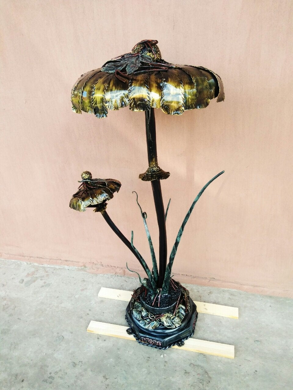 Garden lantern, garden light, garden sculpture, sconce light, garden gift, iron gift,sconce lantern,6th anniversary gift,mushroom,table lamp