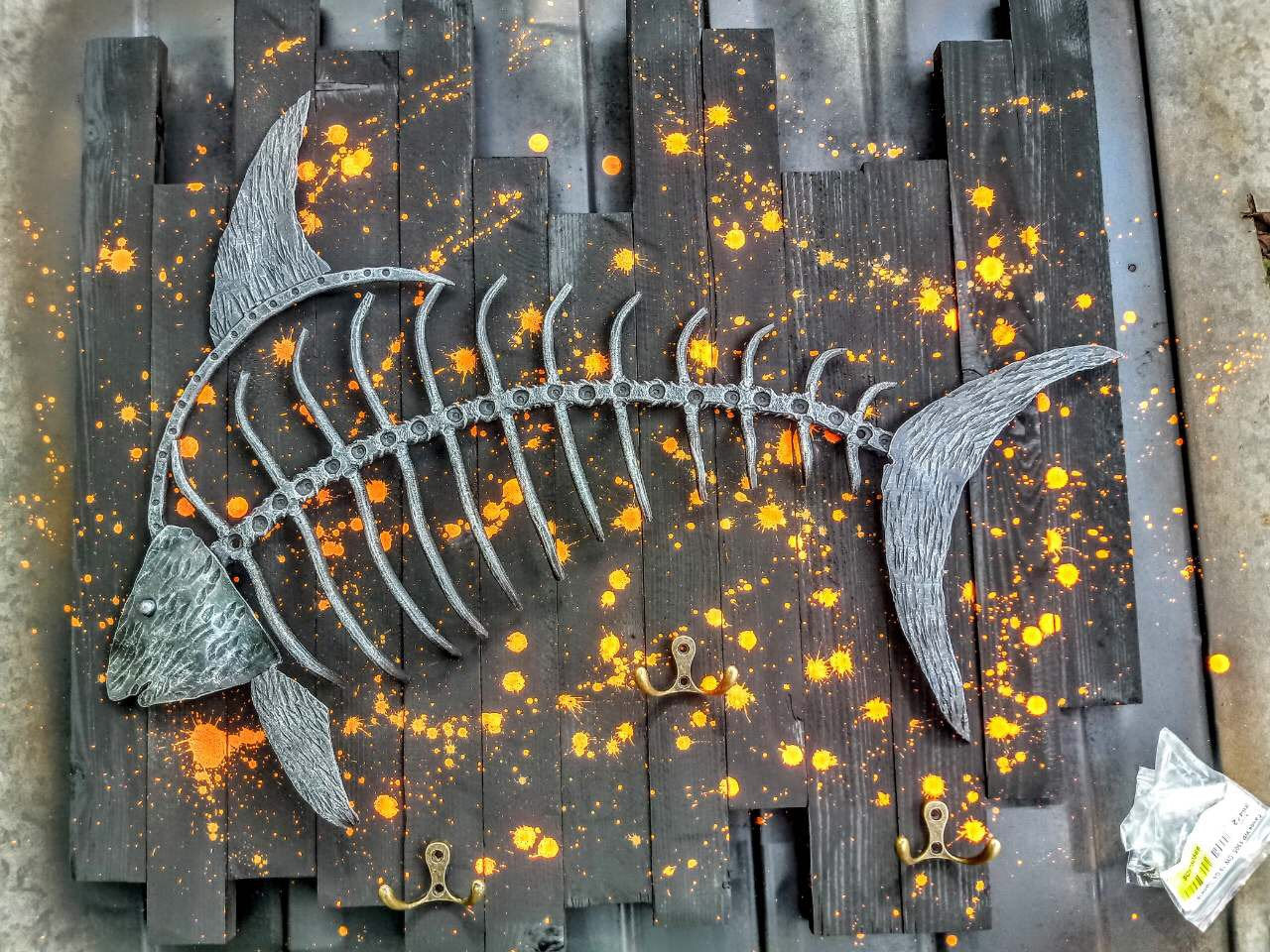 decorative fish wall hooks HomeHand Nautical Anchor Cast Iron Black Hook Coat Beach Towel Key Holder Screws Included (3 PCS) : Home & Kitchen 1.75 inches wide Nautical Paper Mache Coat Hooks