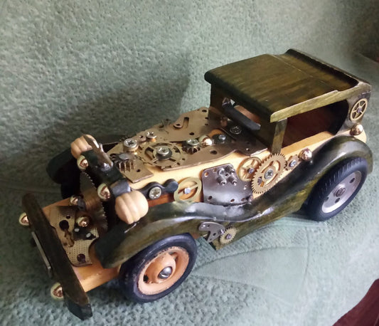 Steampunk car, car, retro car, industrial car, steampunk gift, DIY, steampunk machine, gears, industrial gift, junk art, car collectables