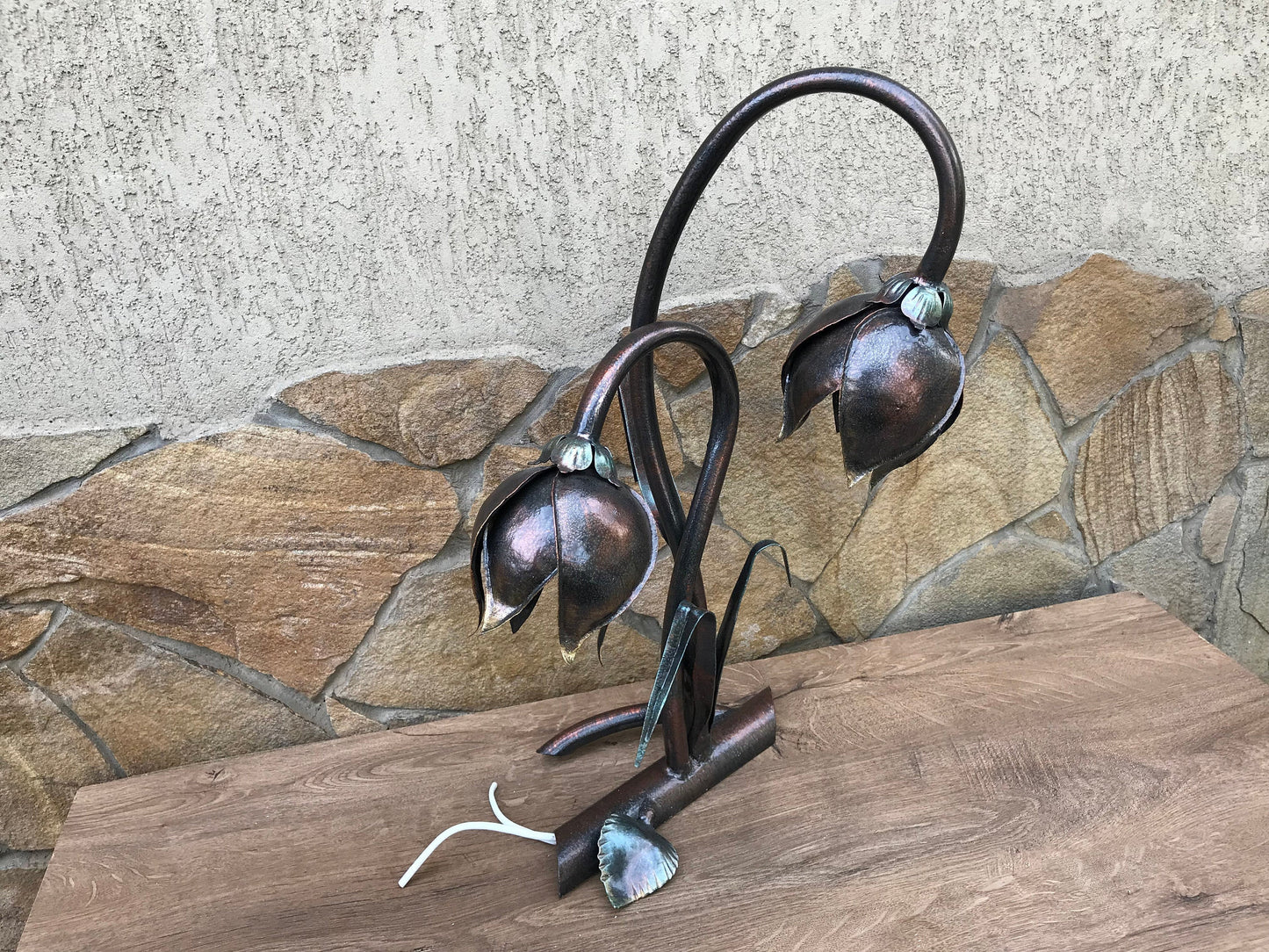 Table lantern, table lamp, night lamp, sconce, night lantern, wall sconce, hand forged sconce, light fixture,snowdrop,floral design,lighting