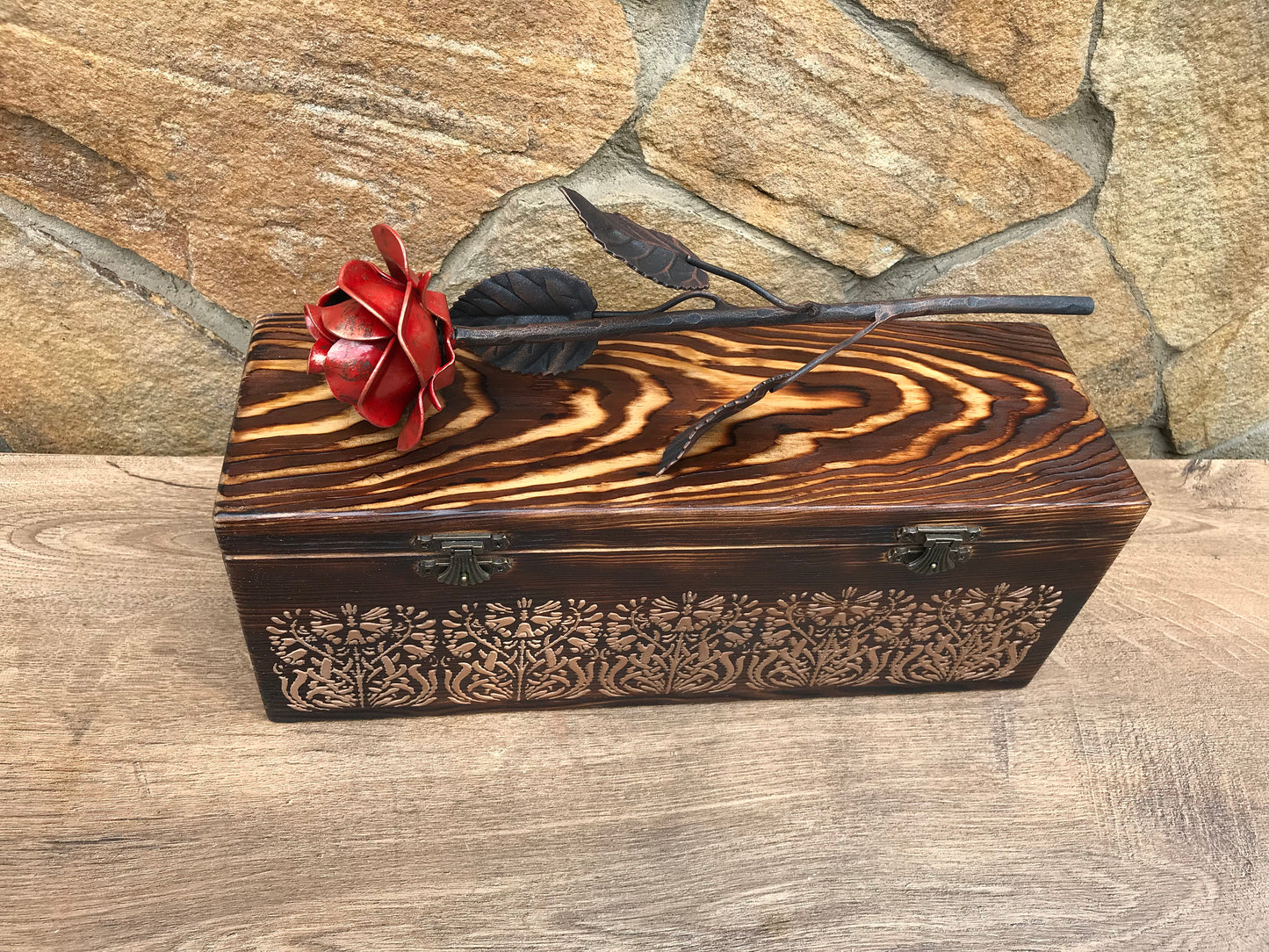 6th anniversary, 5th anniversary, iron gift, iron anniversary gift, wooden anniversary, bridesmaid gift, iron rose, iron decor, gift box,axe