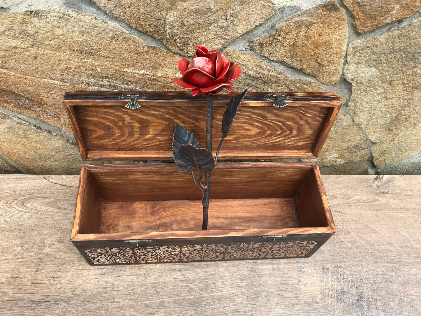 6th anniversary, 5th anniversary, iron gift, iron anniversary gift, wooden anniversary, bridesmaid gift, iron rose, iron decor, gift box,axe