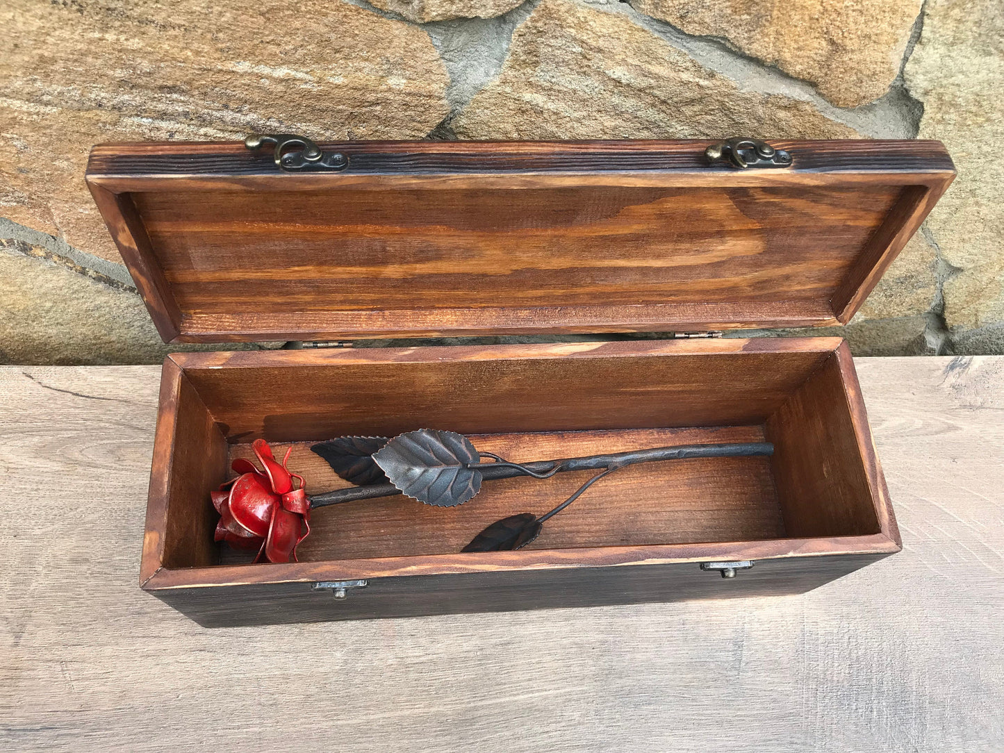 Iron anniversary gift for her, 6th anniversary, wooden gift for her, iron gift, wooden anniversary, bridesmaid gift, iron rose, gift box,axe