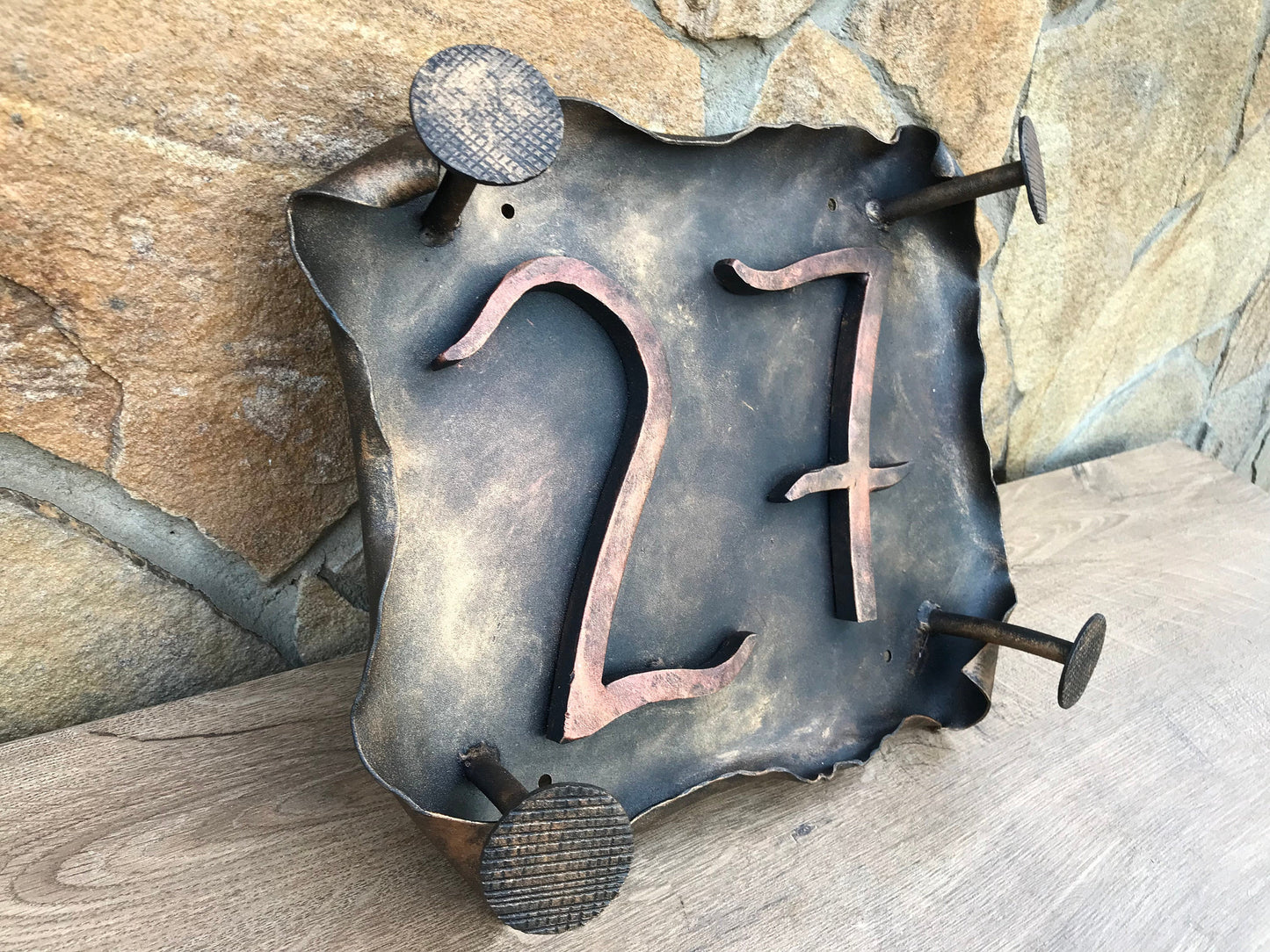 Hand forged address number sigh, rustic plaque, hand forged number, metal house number, house plate, address number sign, address sign