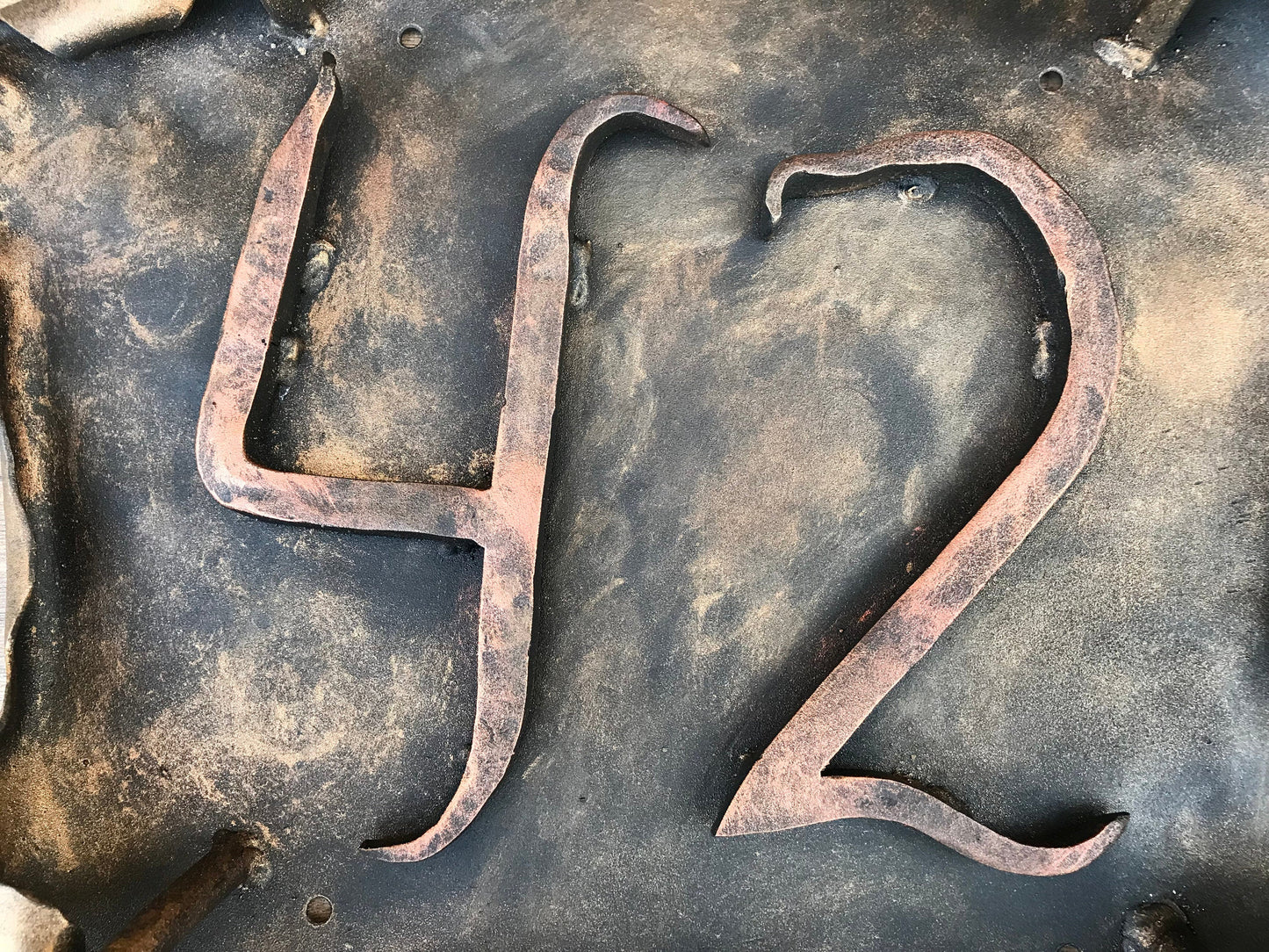 Hand forged address number sigh, rustic plaque, hand forged number, metal house number, house plate, address number sign, address sign
