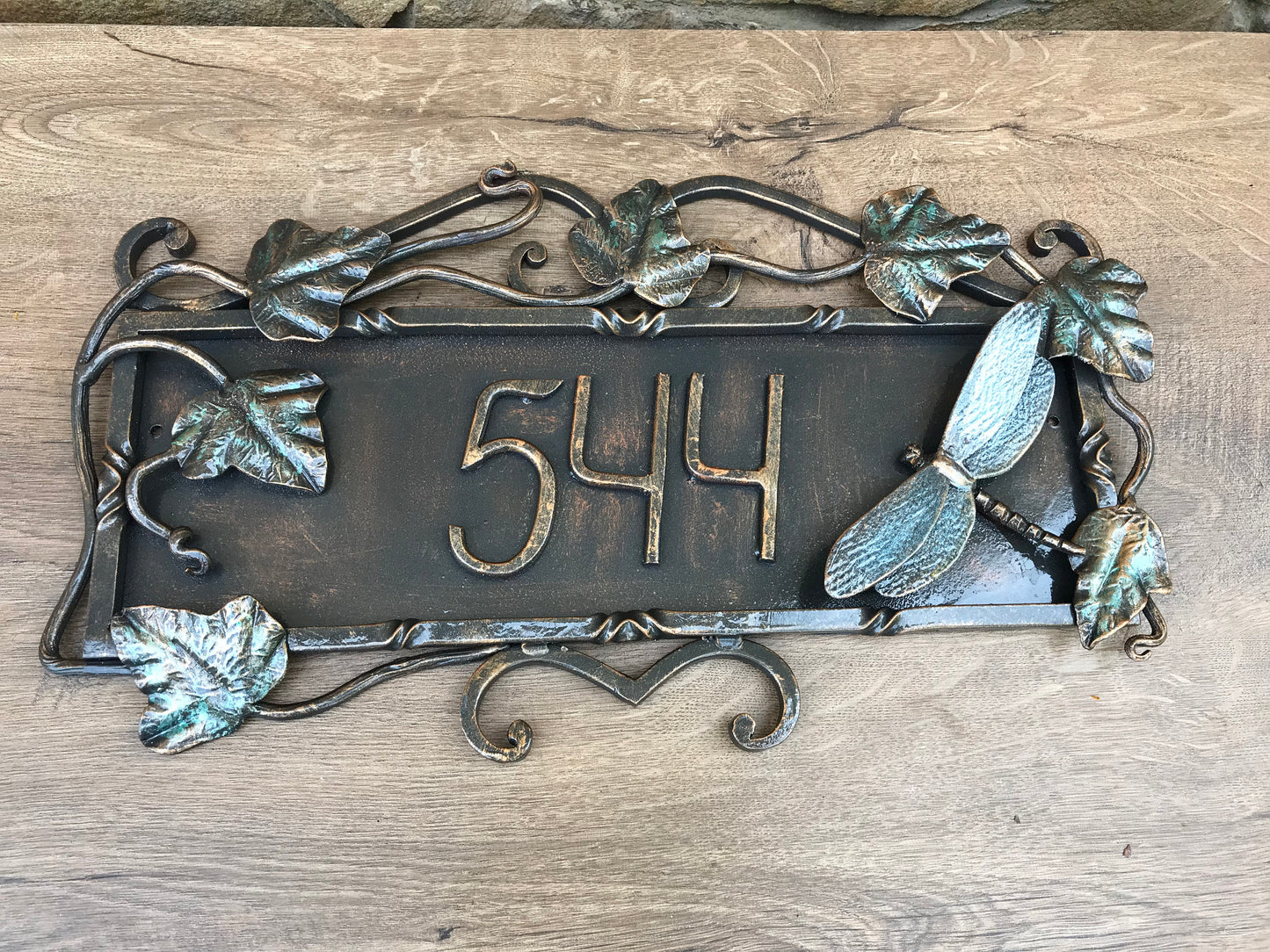 House number sign, house number plaque, address plaque, address sign, signs, house numbers, decorative signs, decorative plaques, dragonfly
