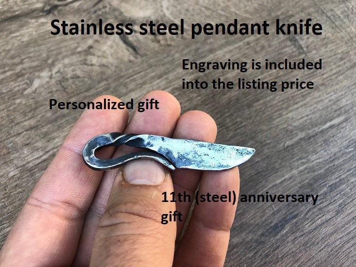Knife pendant, 11th anniversary, steel anniversary, steel gift, knife necklace, viking knife, viking jewelry, viking necklace, finger knife
