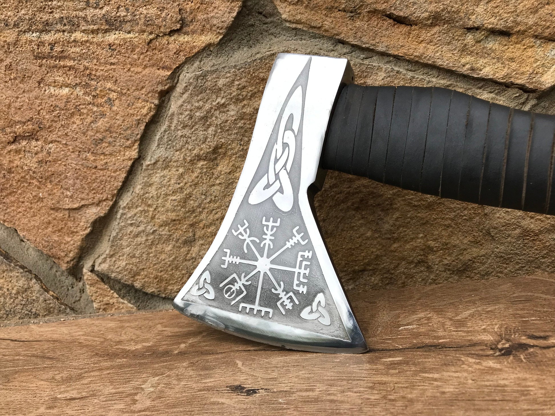 Wedding axe, viking axe, mens gifts, vegvisir, carved wolf, groom gift, viking compass, wedding gift, groomsman gift, best man gift, axe