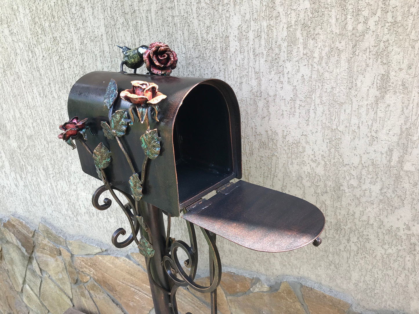 Mailbox, mail box, iron rose, locking mailbox, bird decor, mail boxes, iron gift, house number sign, house number plaque, mail box post, axe