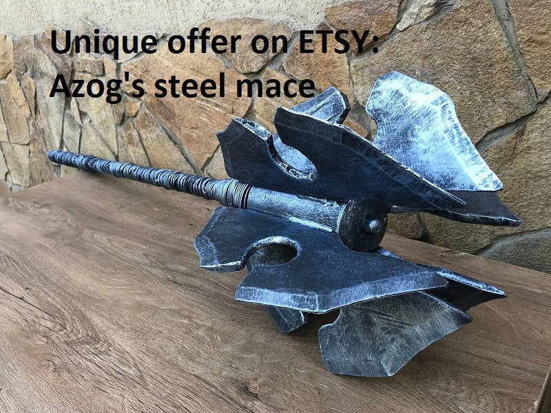 Wall sconce, Azogs mace, sconce light, wall lamp, mace, war mace, hand forged mace, flail, sconce, castle decor, medieval