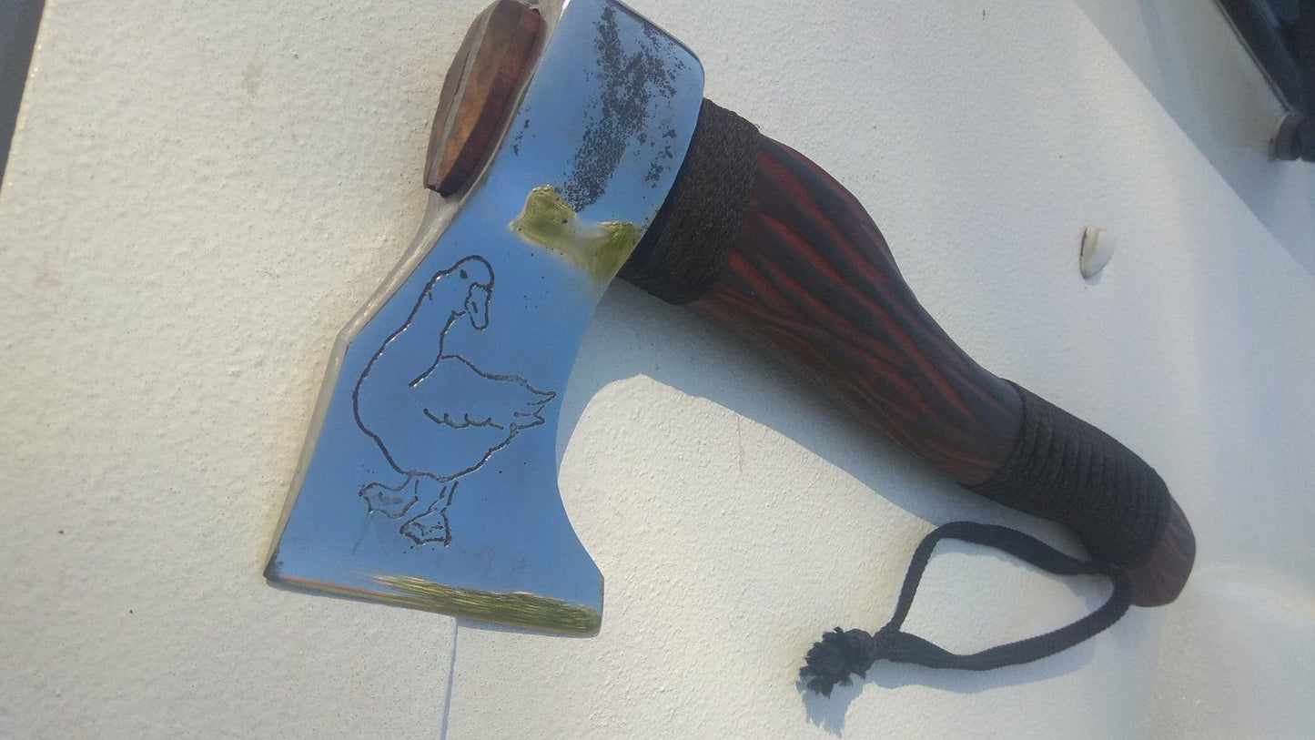 Rustic axe, farmhouse axe, goose, axe gift, viking axe, axe and knife, tomahawk, hatchet, mens gifts,rustic gift,rustic decor,farmhouse gift