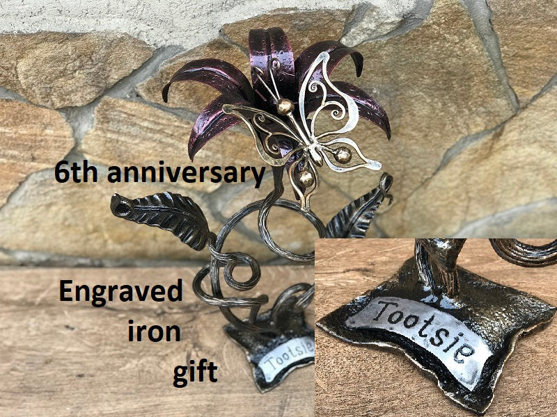Personalized iron gift, iron lily, iron gifts,iron gift for her,iron sculpture,iron rose,anniversary gift,iron anniversary gift,Mother's day