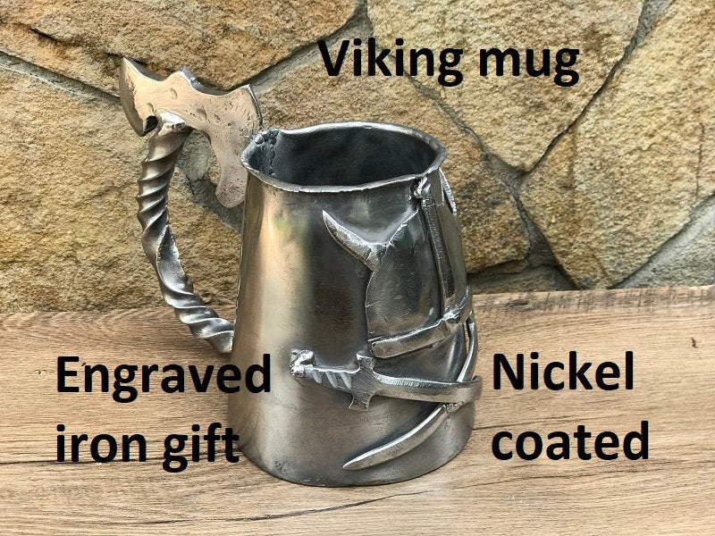 Beer mug, beer tankard, viking mug, viking beer cup, beer stein, viking style,groomsmen gift set,tankard mug,mug ideas,Kratos axe, beer gift