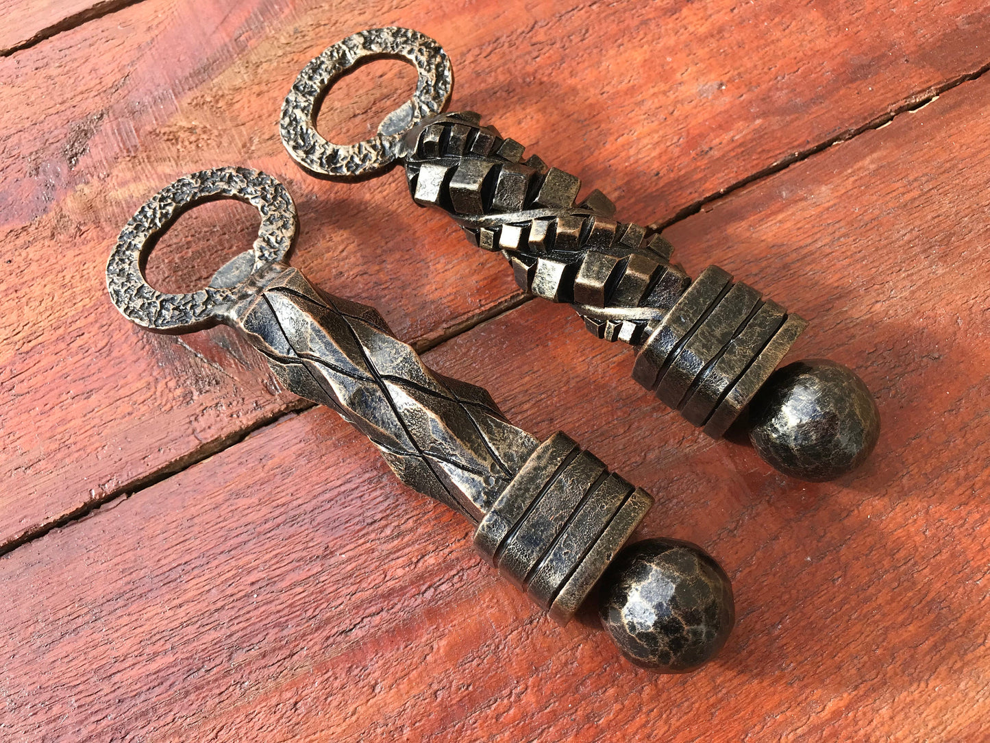 A set of two bottle openers, iron gift, manly gift, mens gift, iron gifts, iron anniversary gift for him,hand forged bottle opener,corkscrew