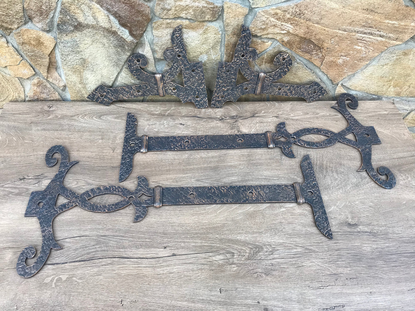 Shutter hinges, gate hinges, pair of hinges, cabinet hinges, furniture hinges, iron hinges, antique,strap hammered brackets,hand forged nail