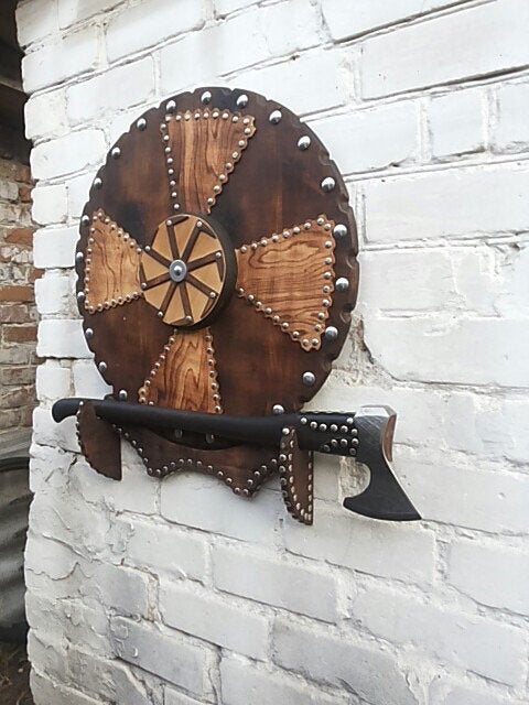 Shield, viking shield, viking axe, axe display, cosplay shield, mens gift, viking gift, medieval shield, viking,warrior, knight, spartan