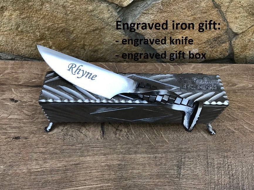 Railroad spike knife, 6 year anniversary gift for him, engraved iron gift, iron anniversary gift for him,viking knife,iron gift for him, axe
