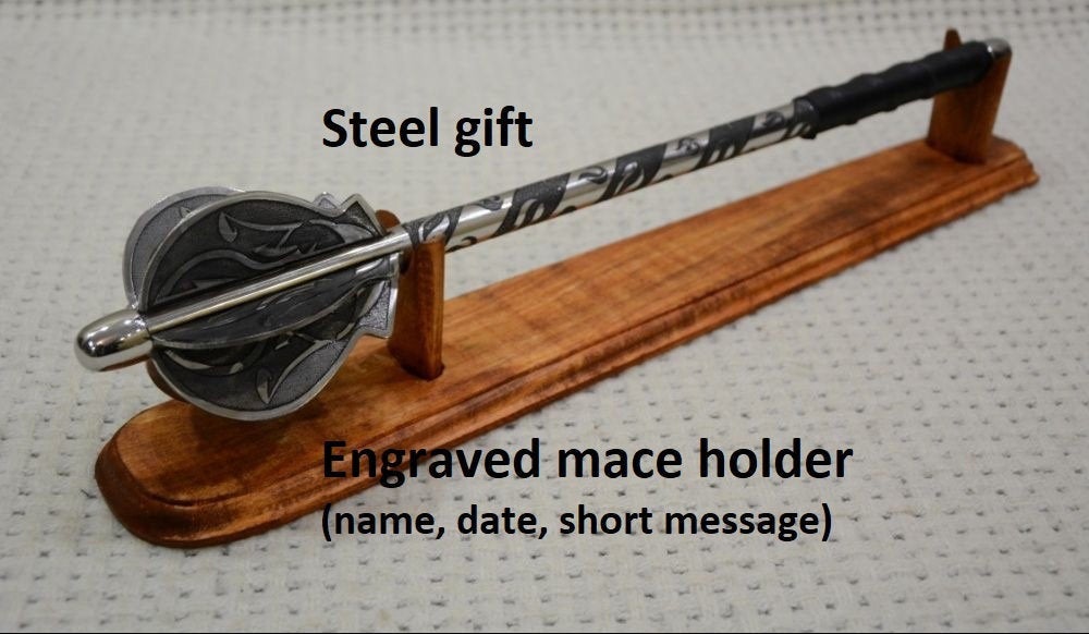 Steel mace, mace holder, mace, war mace, flail, chain flail,medieval,steel gift,medieval weapon,war weapon,viking axe,mens gifts,steel decor