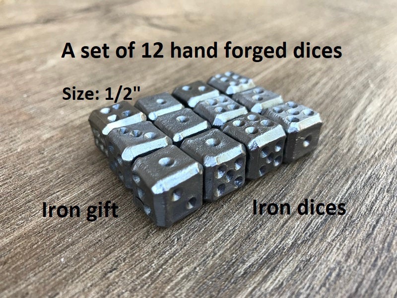 Dices, hand forged dices, iron dice, iron gift, iron anniversary, 6th anniversary, gambling dice, gaming dice, tabletop game, board games