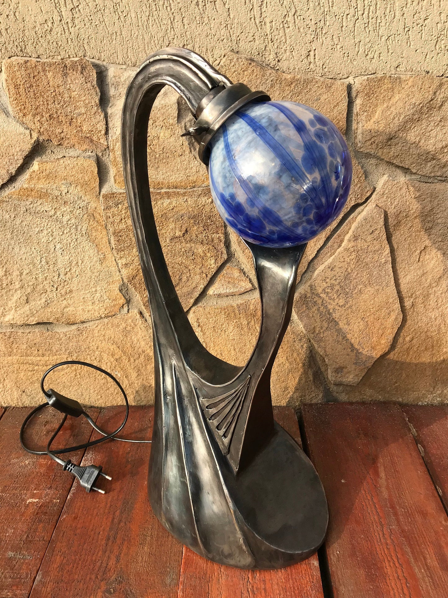 Table lamp mid century, night lamp, sconce, wall sconce, table light, table lantern, table lamp vintage, hand forged lamp, castle lamp, axe