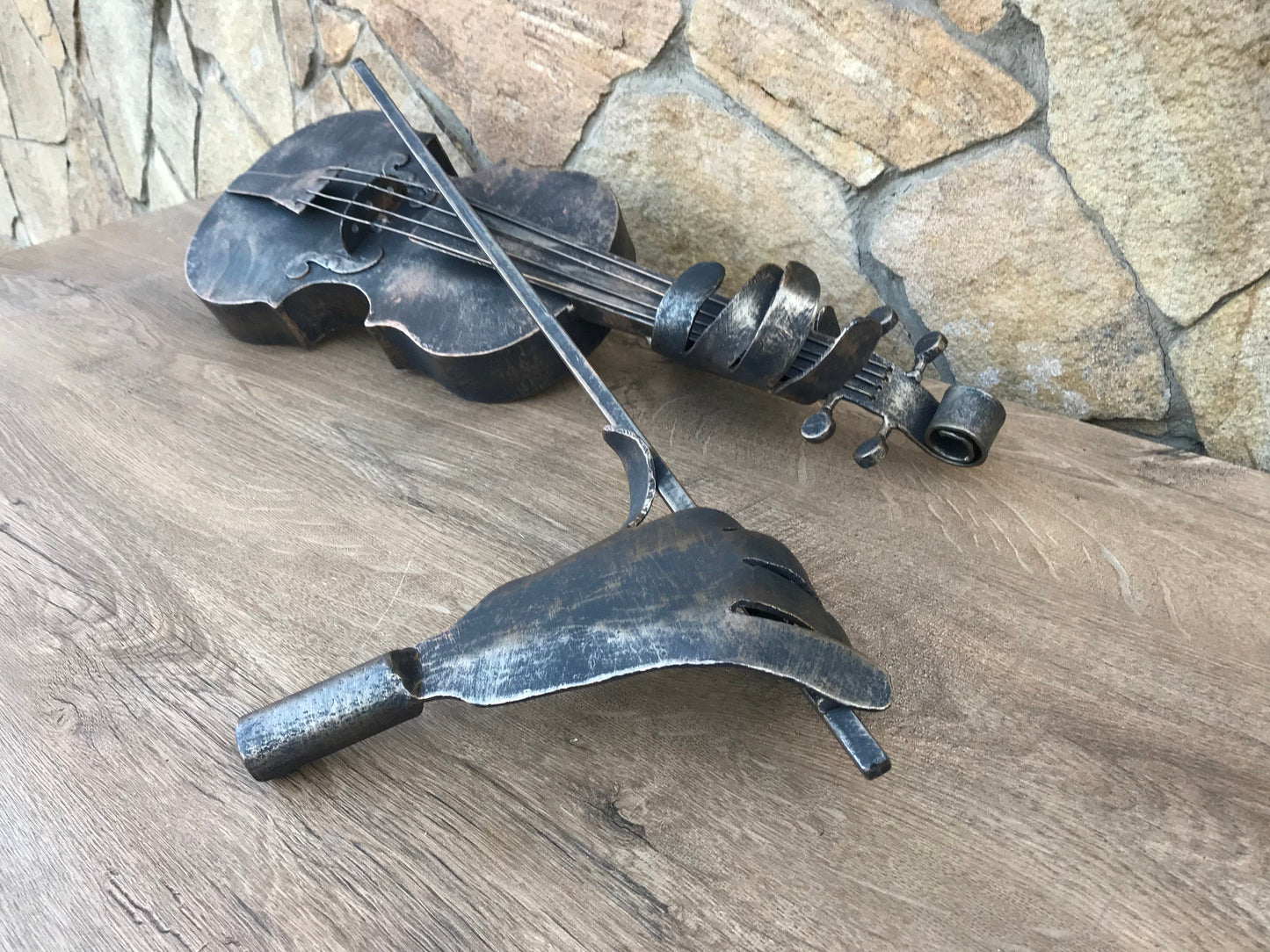 Hand forged violin, violin, music, gift for musician, music decor, music gift, birthday gift, iron gift, 6th anniversary gift, piano, axe