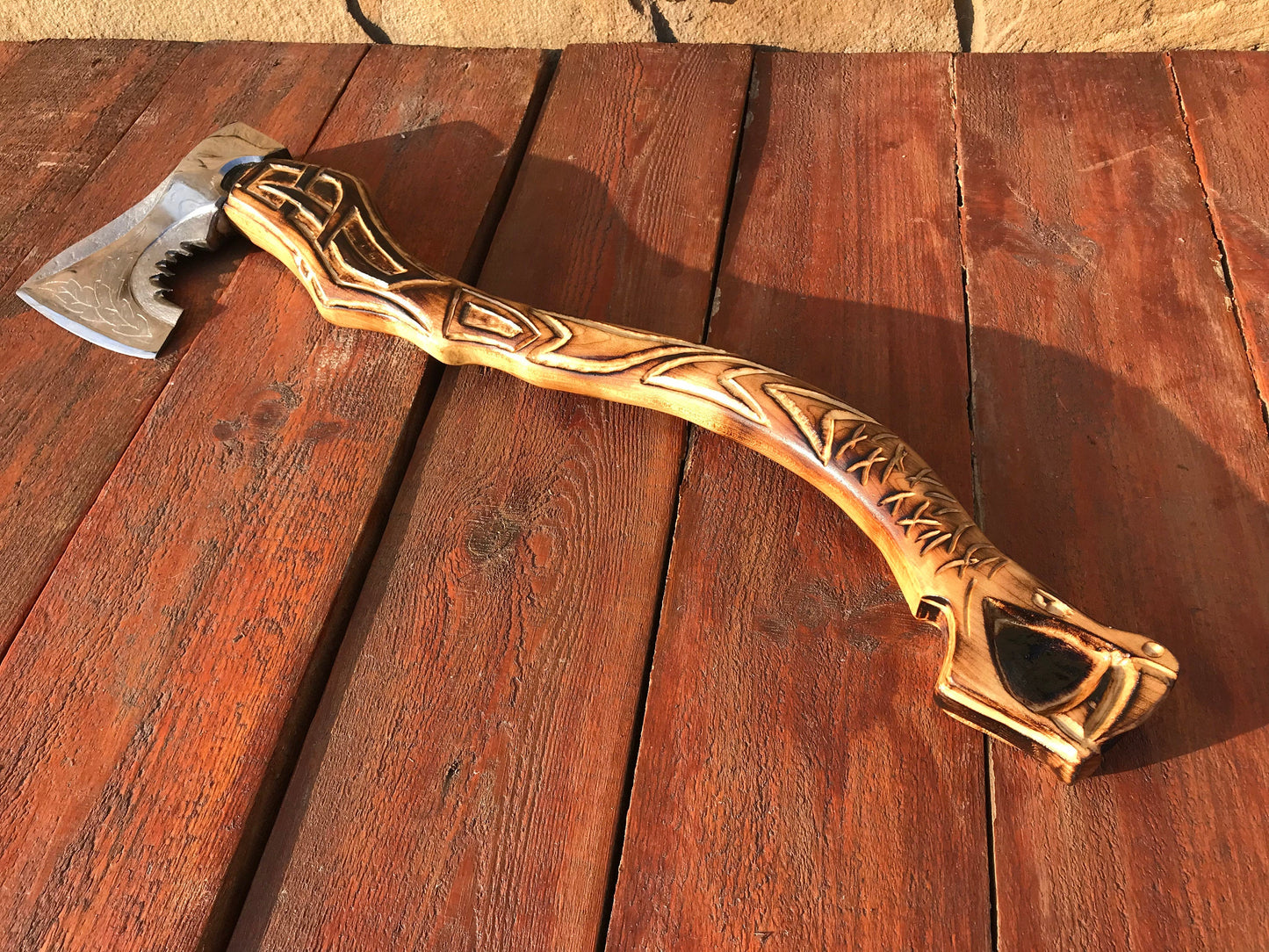 Dragon axe, dragon gift, dad axe, viking axe, hatchet, axe, wooden dragon, carved dragon, runic axe, pagan symbol, mens gifts,groomsmen gift