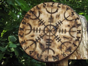 Viking shield, Vegvisir, runic shield, viking compass, rune, runic gift, viking decor, shield,medieval clothes,history gifts, asatru, norse