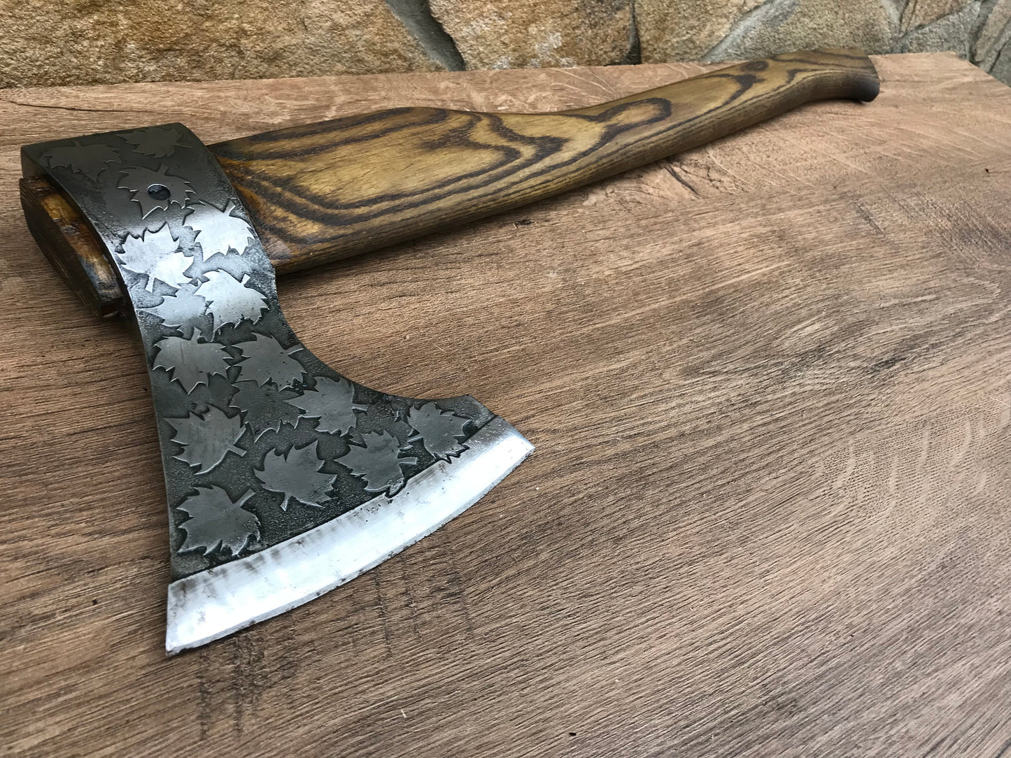 Medieval axe, viking axe, iron gift for him, camping, hiking, hunting, mens gifts, chopping axe, gifts for men, Canadian leaf