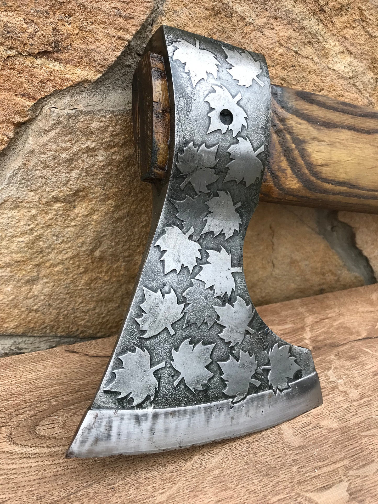 Medieval axe, viking axe, iron gift for him, camping, hiking, hunting, mens gifts, chopping axe, gifts for men, Canadian leaf