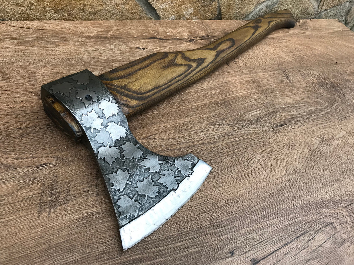 Medieval axe, viking axe, iron gift for him, camping, hiking, hunting, mens gifts, chopping axe, gifts for men, Canadian leaf