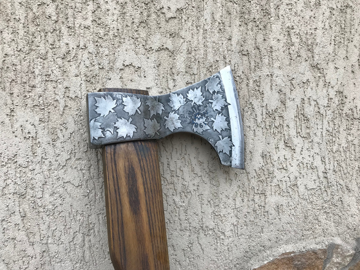 Medieval axe, viking axe, iron gift for him, camping, hiking, hunting, mens gifts, chopping axe, gifts for men, Canadian leaf