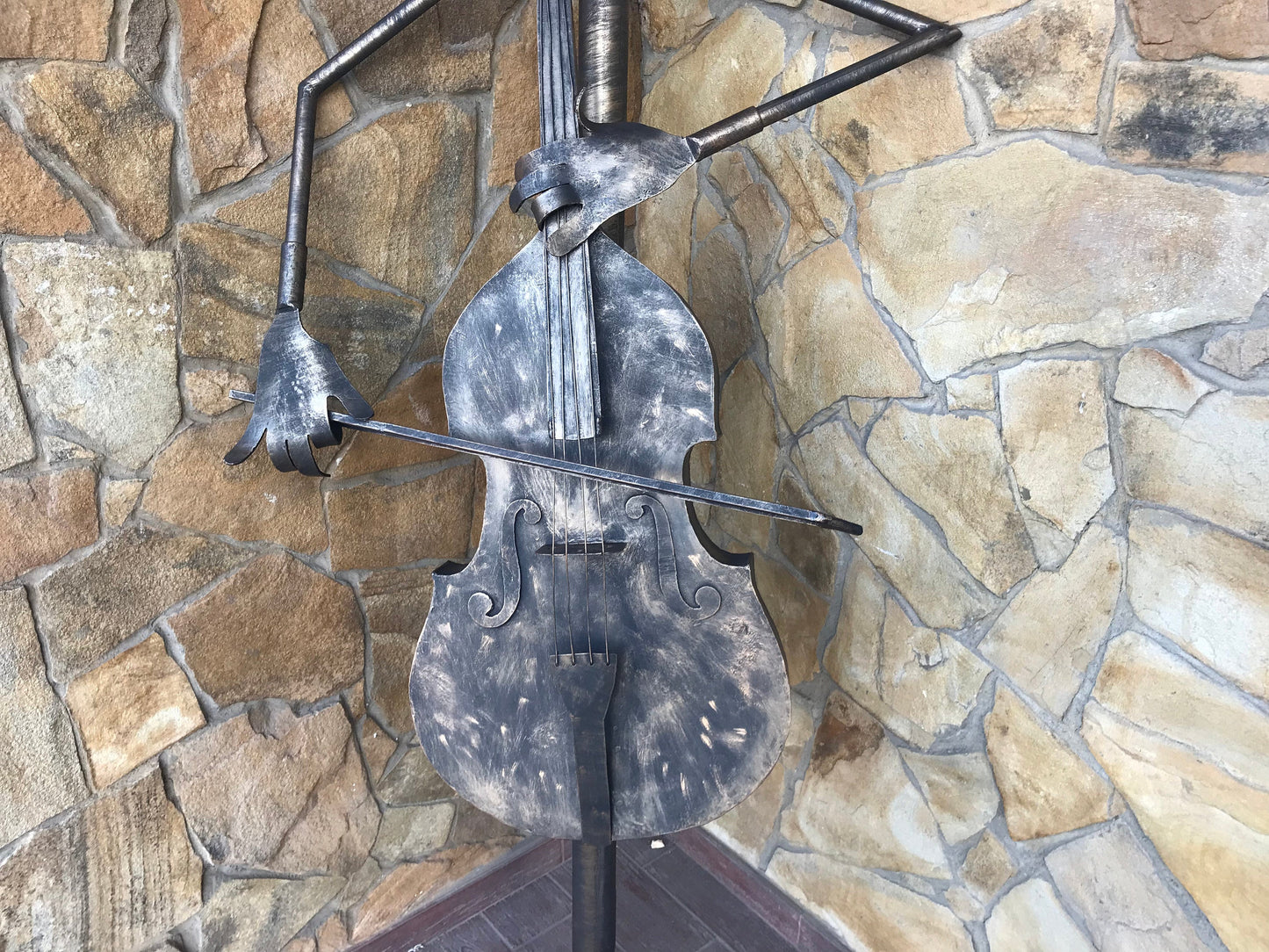 Sconce, lantern, hand forged lamp, cello, yard lamp, music gift, garden lantern, garden decor, garden sculpture, porch decor, yard lantern