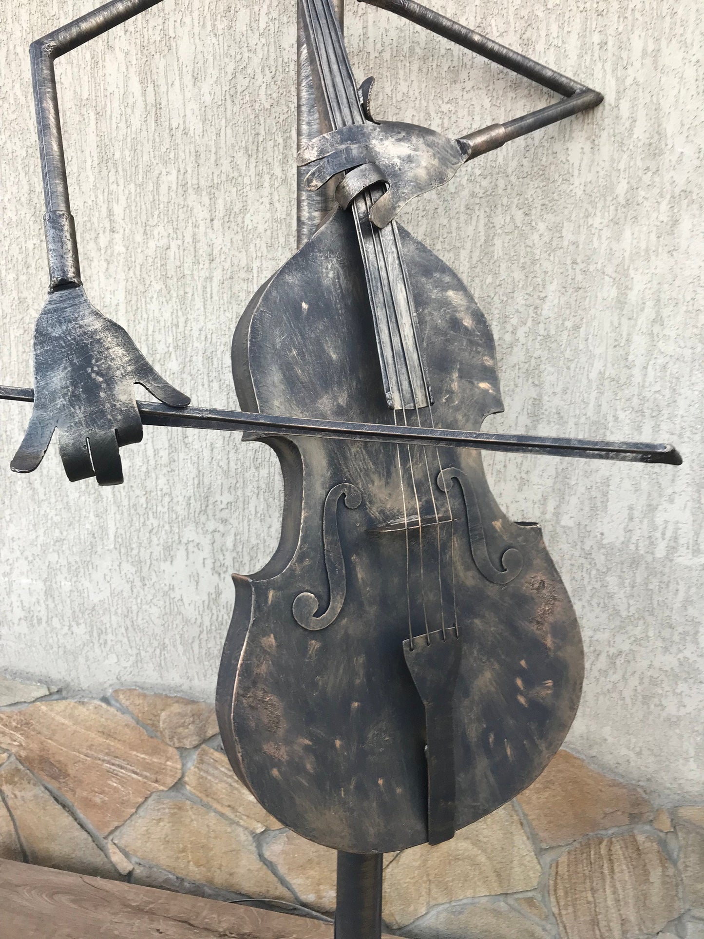 Sconce, lantern, hand forged lamp, cello, yard lamp, music gift, garden lantern, garden decor, garden sculpture, porch decor, yard lantern