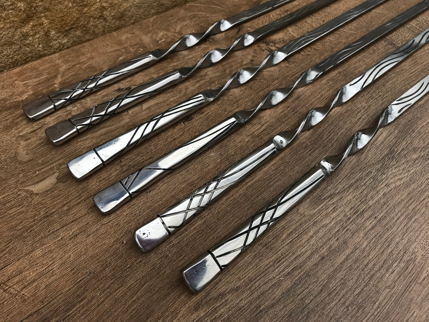11th anniversary, skewers, gift for Dad, gift for grandpa, steel anniversary, mens jewelry, camping fire, Christmas gift, camping gifts, BBQ