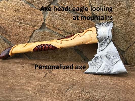 Hatchet, eagle, viking axe, mountains, mens gifts, medieval axe, mens gift idea, viking hunting, viking camp, Norse axe, vikings, iron gifts