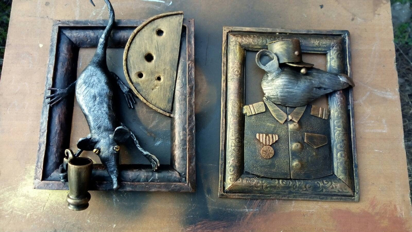 Year of rat, painting, year of the rat 2020, metal painting, party decor, military gift, army gift, rat, animal decor, mouse,mice,army decor