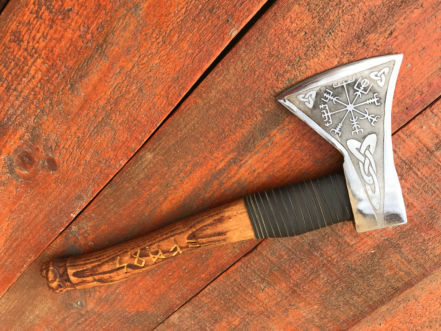 Viking hatchet, carved animal, viking axe, animal gift, mens gifts, vegvisir, gorilla, wedding, mens gift, viking compass, groomsmen gift