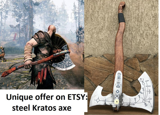 Kratos axe, Leviathan axe, God of War axe, cosplay weapon, cosplay armor, prop, games, replica, mens gift, steel gifts, viking axe, cosplay