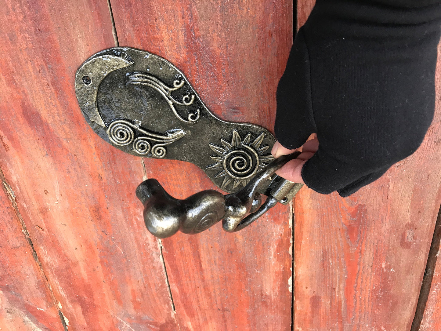 Door knocker, fertility goddess, sun, moon, grass, water, wiccan sun, Goddess charm, spiral goddess, wicca art, mystical gift,spiritual work