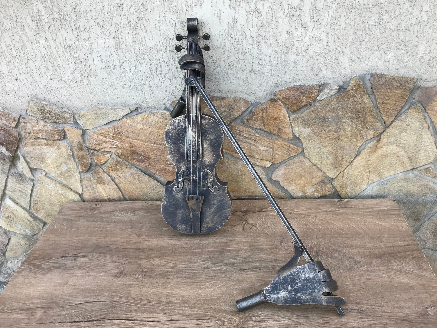 Hand forged violin, violin, music, gift for musician, music decor, music gift, birthday gift, iron gift, 6th anniversary gift, piano, axe