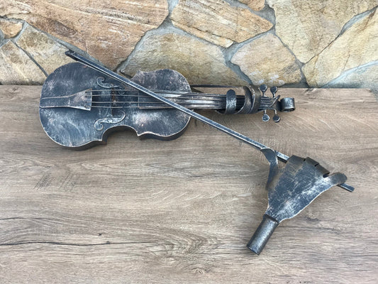 Hand forged violin, violin, music, gift for musician, music decor, music gift, birthday gift, iron gift, 6th anniversary gift, piano, axe