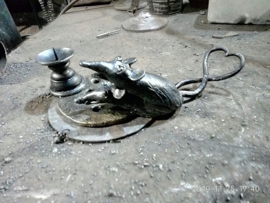 Candle holder, year of rat, year of the rat 2020, candlestick holder, iron gift for her, steel anniversary, wedding anniversary gift for her