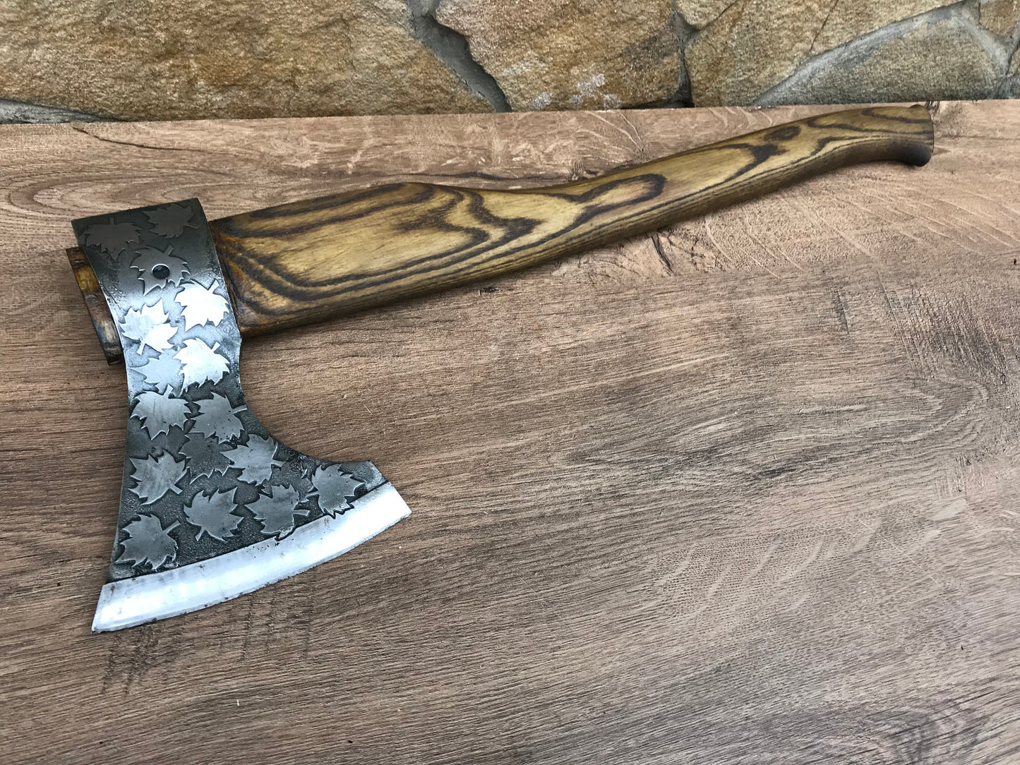 Medieval axe, viking axe, iron gift for him, camping, hiking, hunting, mens gifts, chopping axe, gifts for men, Canadian leaf