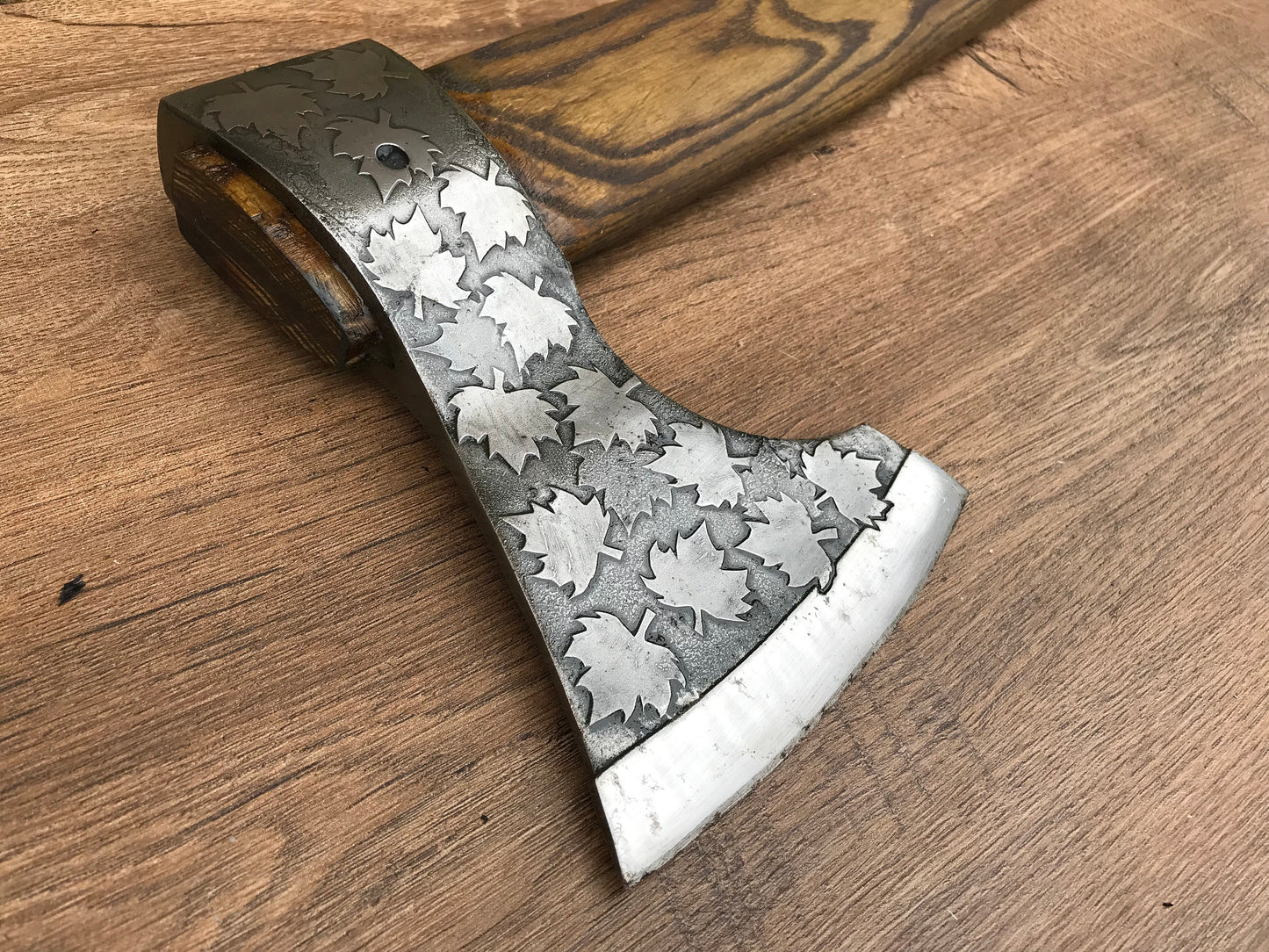 Medieval axe, viking axe, iron gift for him, camping, hiking, hunting, mens gifts, chopping axe, gifts for men, Canadian leaf