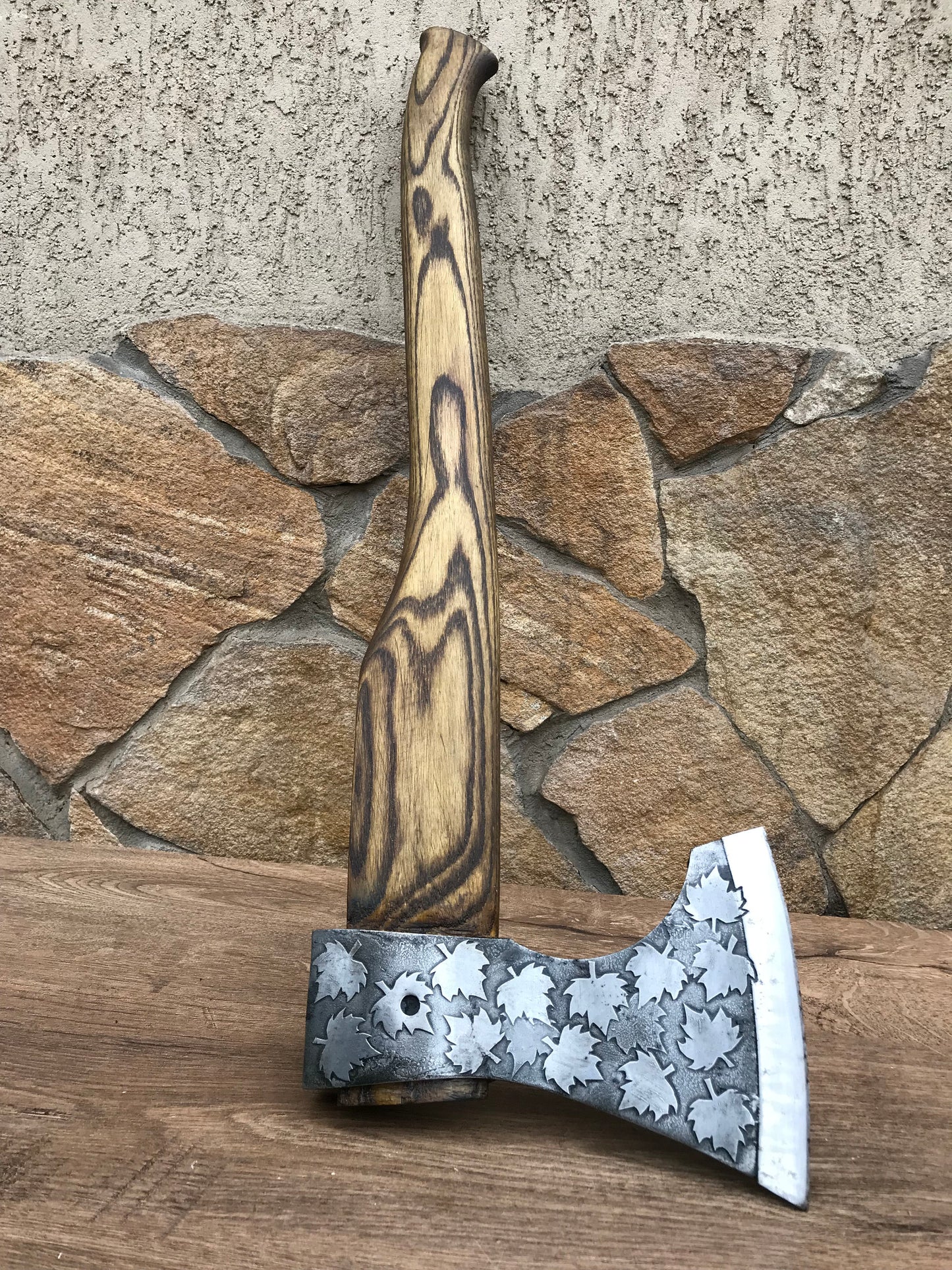 Medieval axe, viking axe, iron gift for him, camping, hiking, hunting, mens gifts, chopping axe, gifts for men, Canadian leaf