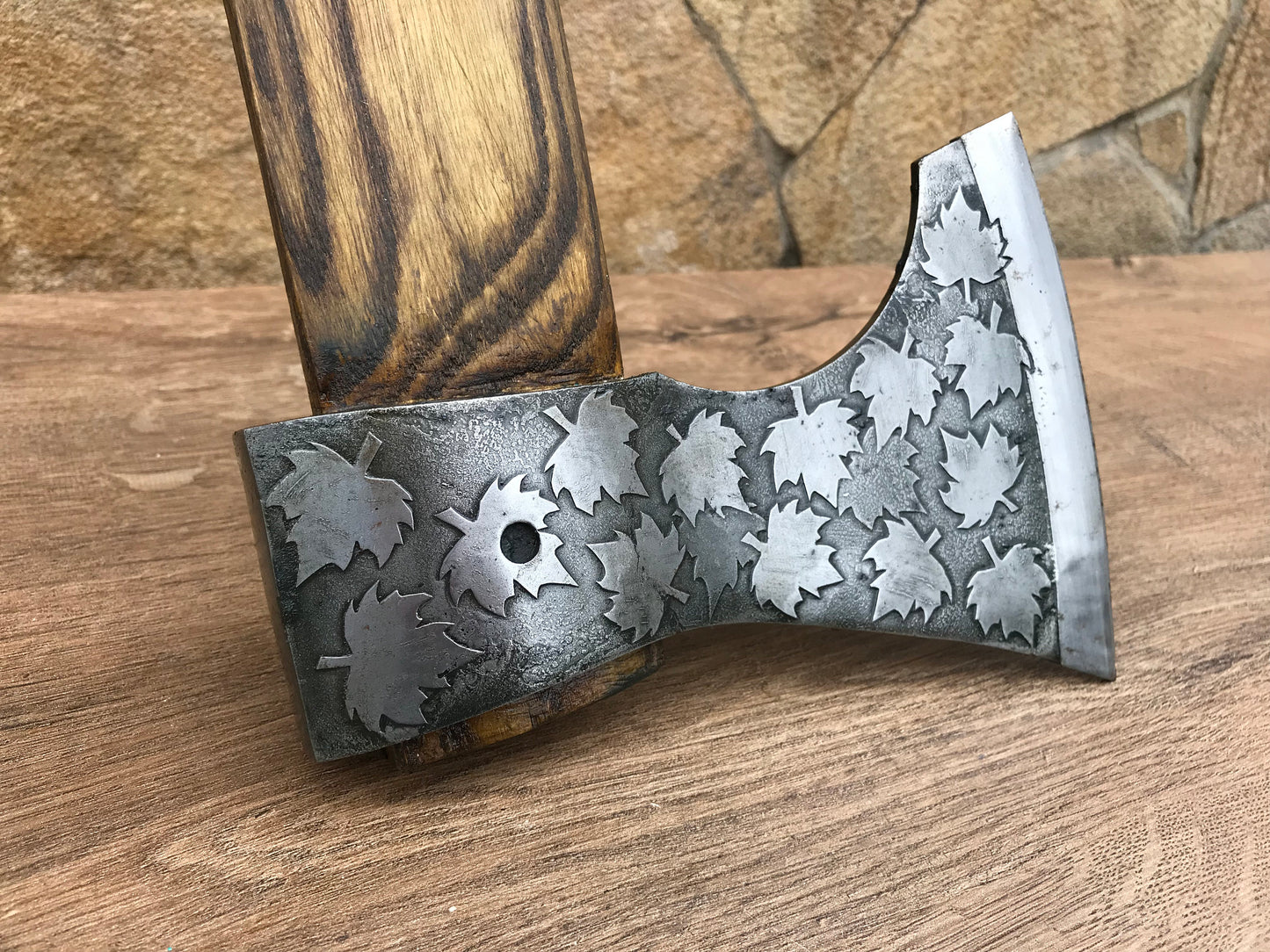 Medieval axe, viking axe, iron gift for him, camping, hiking, hunting, mens gifts, chopping axe, gifts for men, Canadian leaf