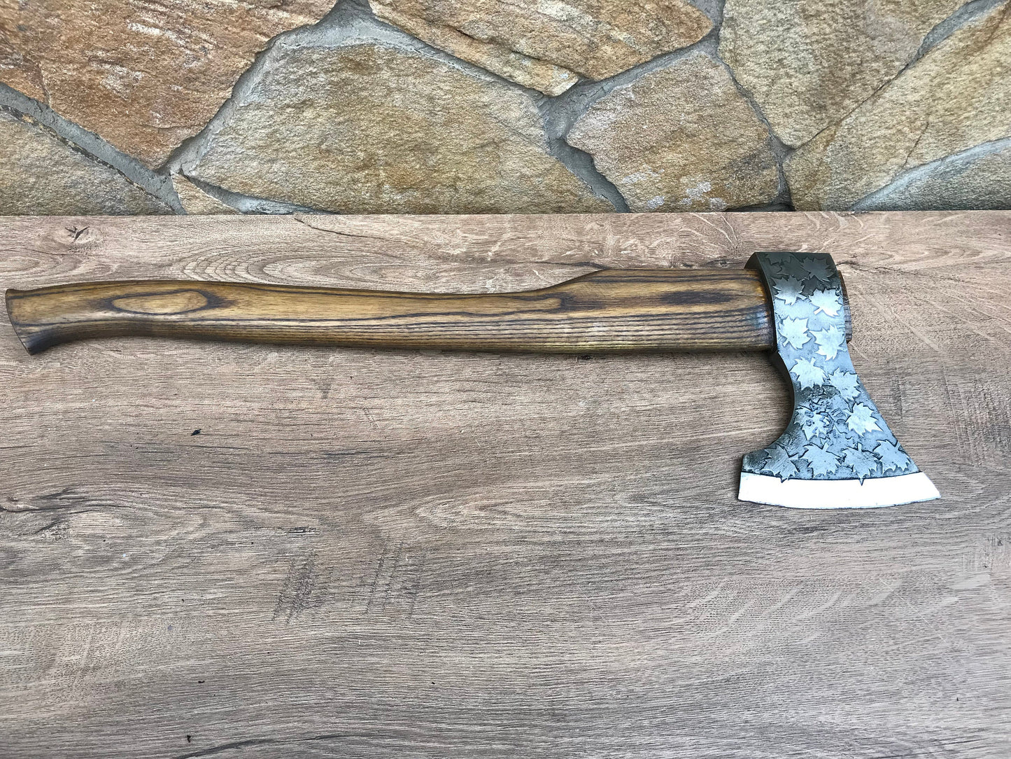 Medieval axe, viking axe, iron gift for him, camping, hiking, hunting, mens gifts, chopping axe, gifts for men, Canadian leaf