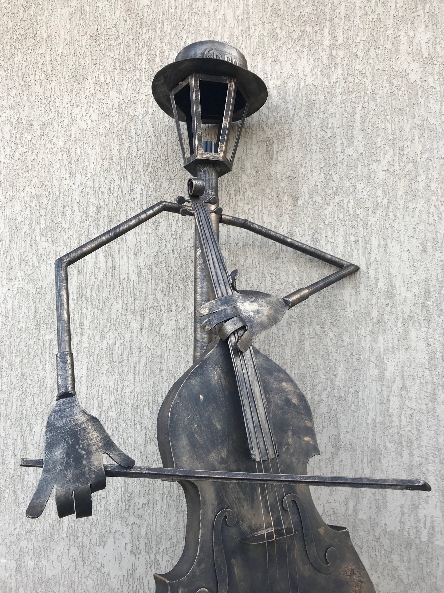 Sconce, lantern, hand forged lamp, cello, yard lamp, music gift, garden lantern, garden decor, garden sculpture, porch decor, yard lantern