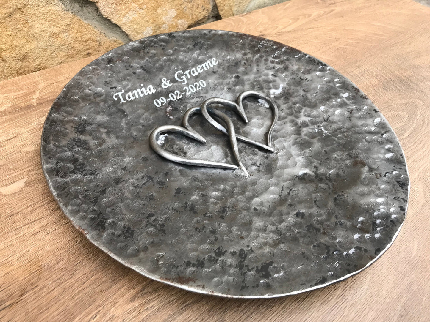 Iron bowl, 6th anniversary gift, iron anniversary, 6 year anniversary, iron hearts, iron gift, personalized bowl, iron gifts, steel bowl