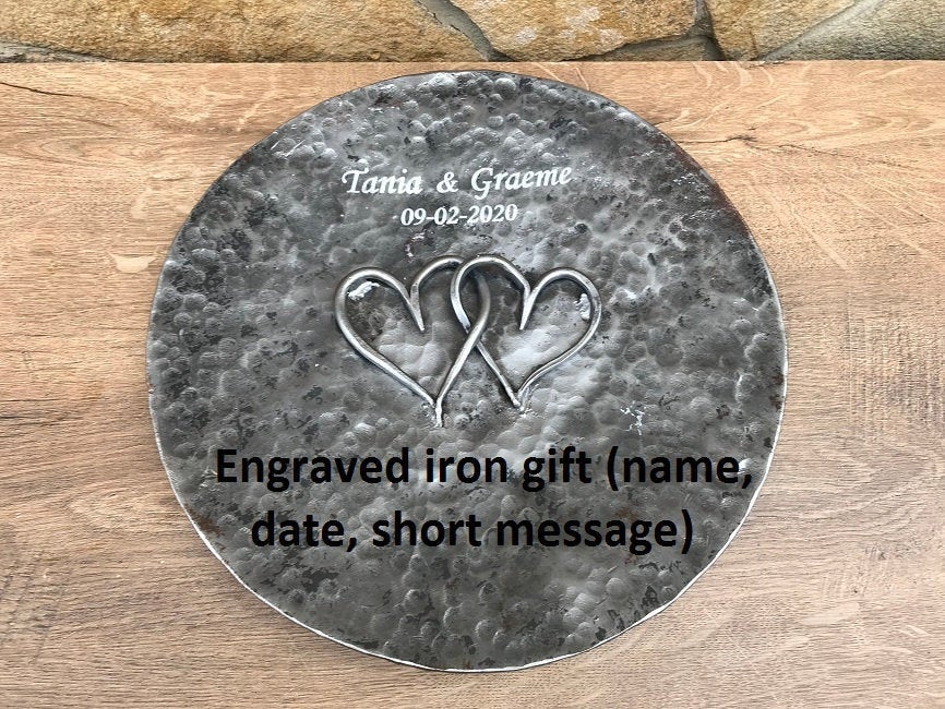 Iron bowl, 6th anniversary gift, iron anniversary, 6 year anniversary, iron hearts, iron gift, personalized bowl, iron gifts, steel bowl